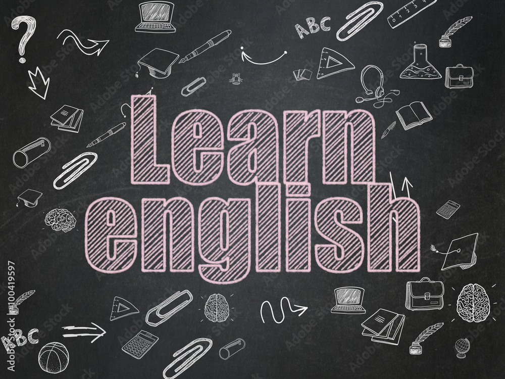 Studying concept: Learn English on School Board background Studying concept: Learn English on School Board background