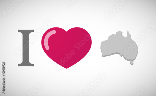 "I love" hieroglyph with a map of Australia