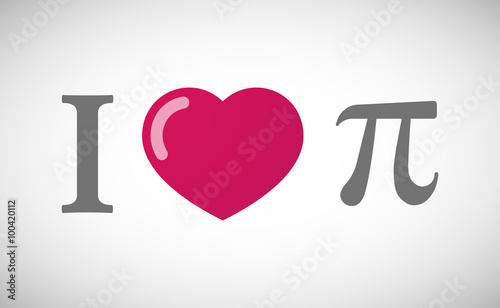 "I love" hieroglyph with the number pi symbol