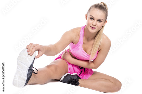 Pretty woman in sportswear working out