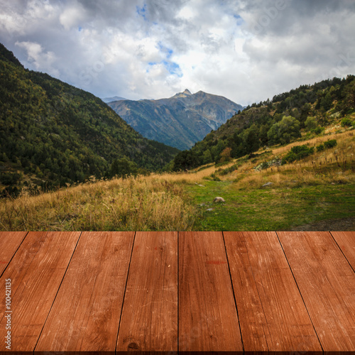 Beautiful mountain landscape in Andorra. Mountain and clouds. Vi