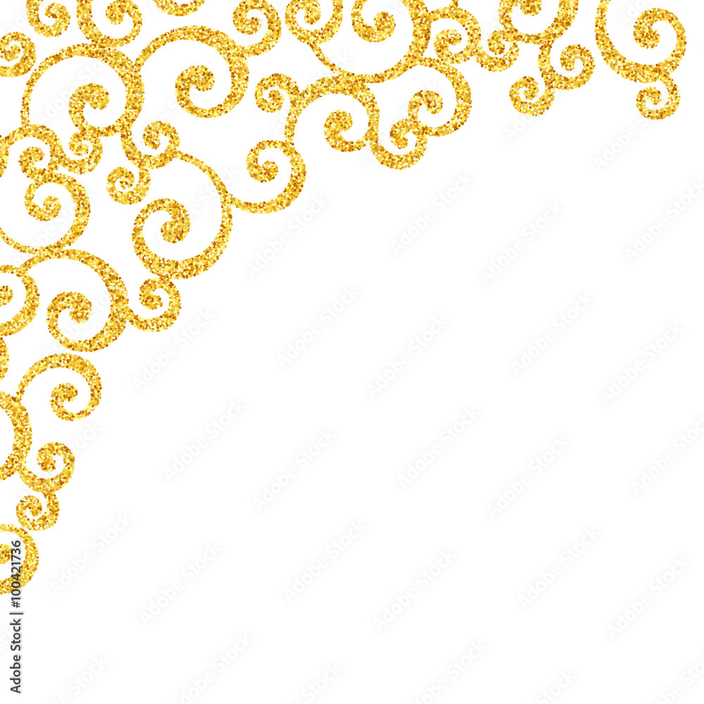 Vector gold glitter swirl pattern, golden sparkles on white background ...