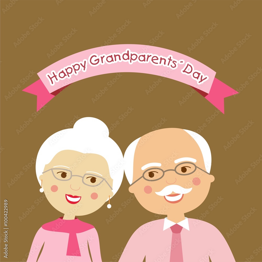 Feliz día de los abuelos. Pareja de ancianos felices con el pelo blanco Feliz día de los abuelos. Pareja de ancianos felices con el pelo blanco