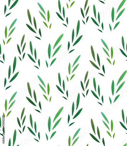 Fototapeta Naklejka Na Ścianę i Meble -  Seamless vector texture with little green leaves 