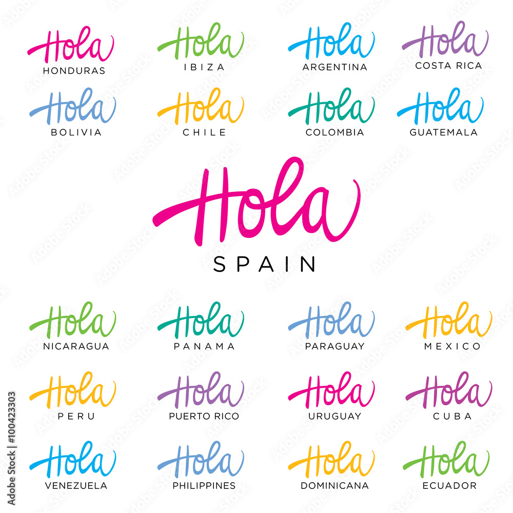 Hola Lettering Word Vector Set Hola Lettering Word Vector Set
