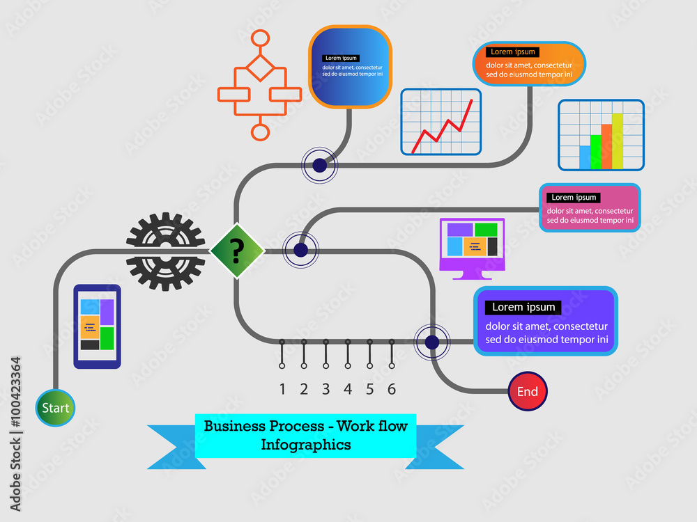 Concept of business process, workflow and technology infographics Concept of business process, workflow and technology infographics