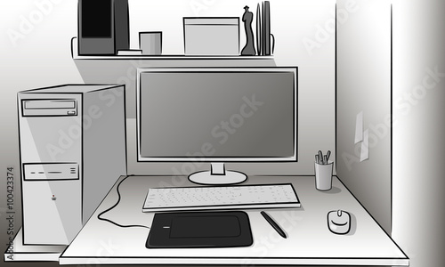 Workplace with a computer table