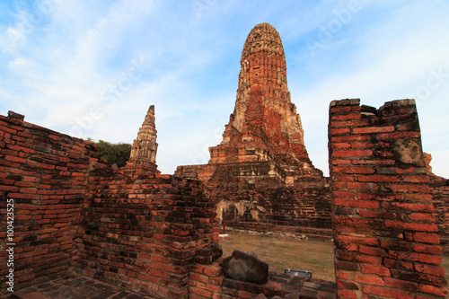 The Beautiful Ancient Temple  A broken Buddha  Stupa at Wat Phra Ram Ayutthaya