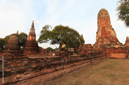 The Beautiful Ancient Temple  A broken Buddha  Stupa at Wat Phra Ram Ayutthaya