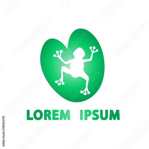 Frog on a leaf - logo or icon. Vector object.