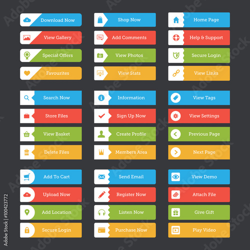Web button pack with icons