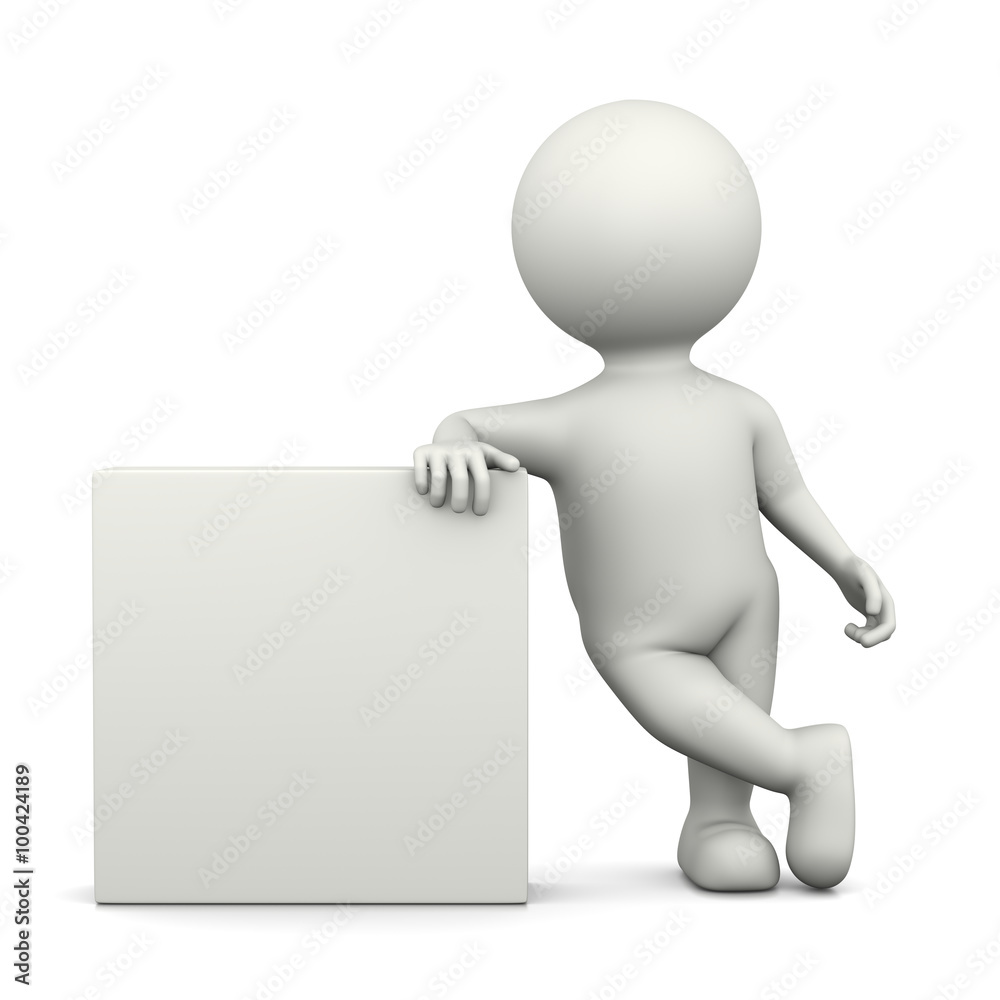White 3D Character Leaned on a Squared Bill White 3D Character Leaned on a Squared Bill