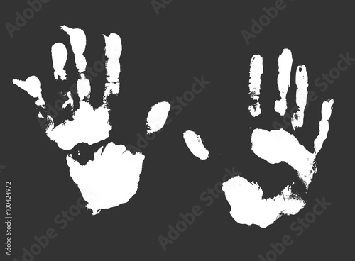 Vector hands print on dark background