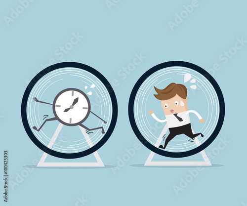 businessman running in hamster wheel