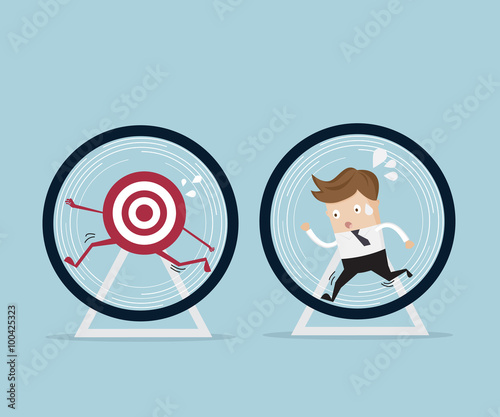 businessman running in hamster wheel