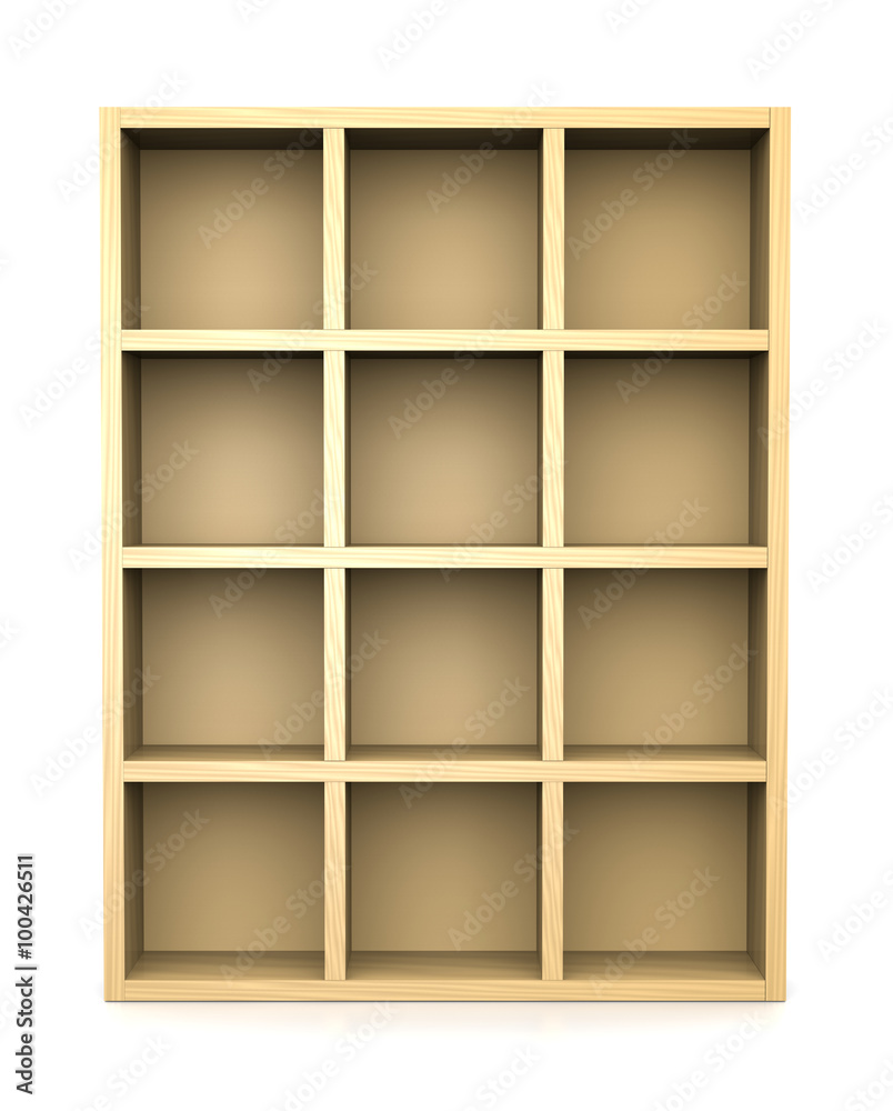 Empty Wooden Bookshelf Empty Wooden Bookshelf