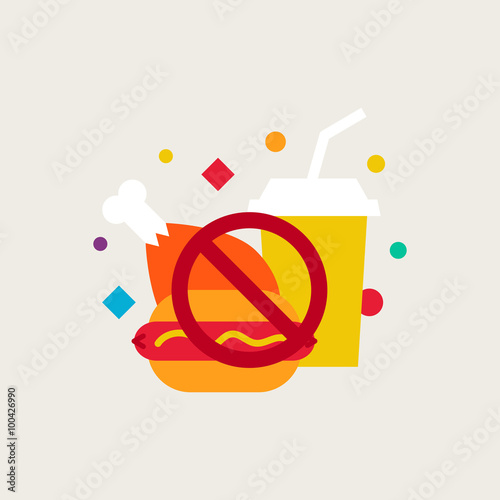 Fast food danger label vector illustration photo