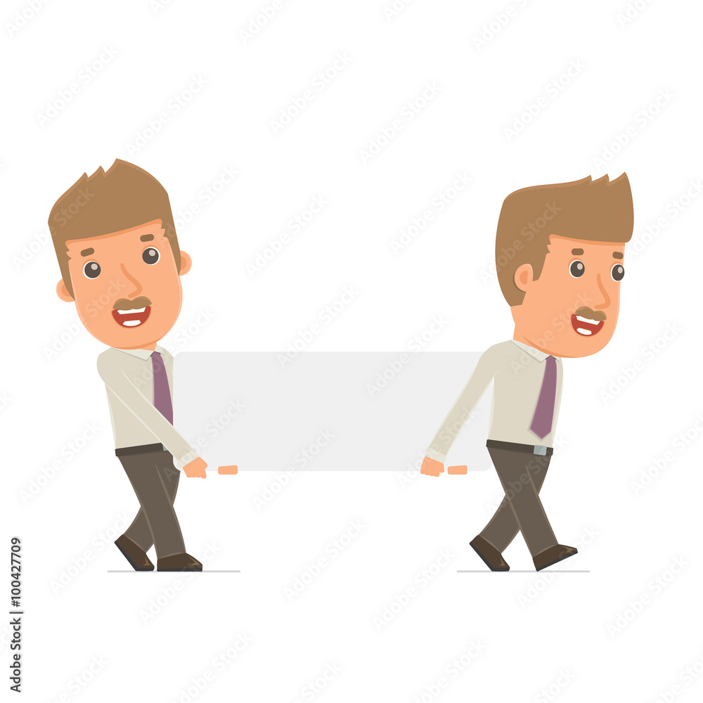 Funny Character Broker holds and interacts with blank forms or o Funny Character Broker holds and interacts with blank forms or o