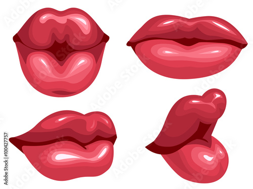 Set female lips kiss