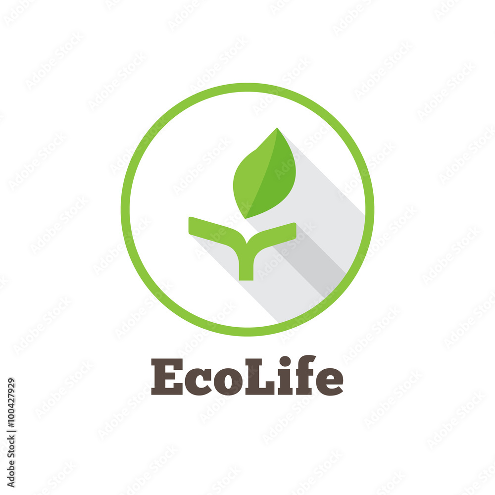 Vector flat minimalistic green eco logo