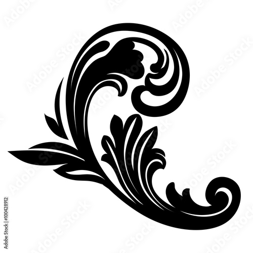 Vintage baroque frame scroll ornament engraving border floral retro pattern antique style acanthus foliage swirl decorative design element filigree calligraphy vector