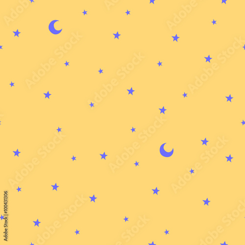 Seamless pattern with stars and moon. Good night!