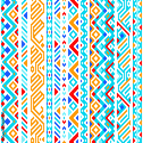 Colorful ethnic geometric aztec seamless pattern, vector