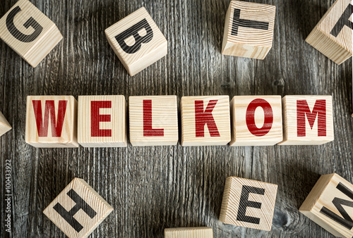 Wooden Blocks with the text: Welcome (in Dutch) photo