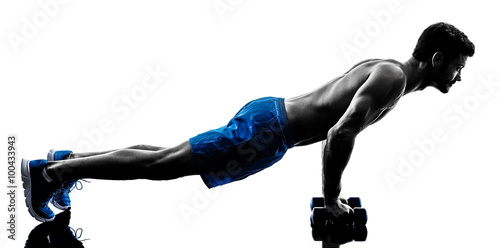 Fototapeta man exercising fitness crunches silhouette 
