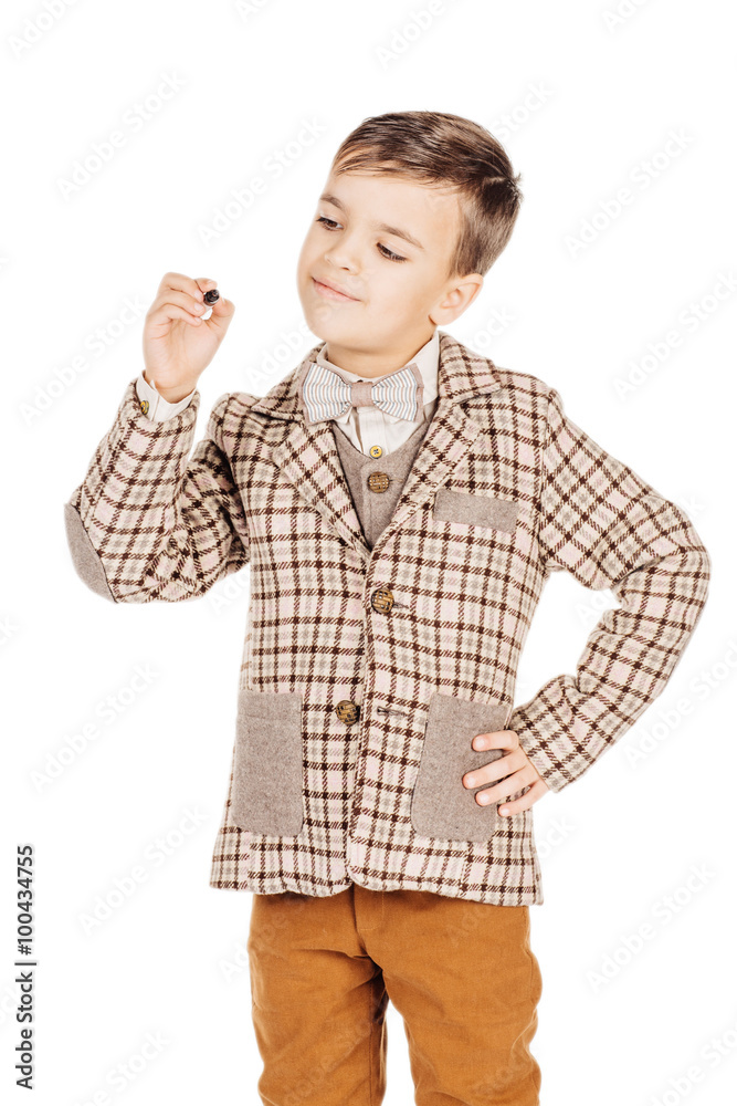 Portrait adorable young happy boy looking at camera isolated on Portrait adorable young happy boy looking at camera isolated on