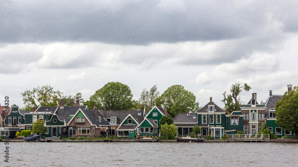 Traditional Dutch Houses in a Neighborhood of Zaanse Schans, Netherlands