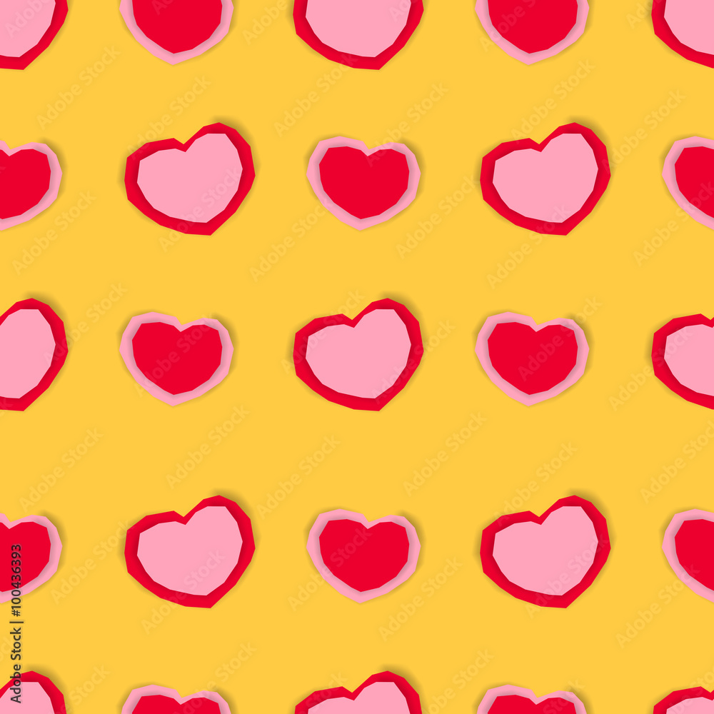 Pink and yellow paper heart pattern Pink and yellow paper heart pattern