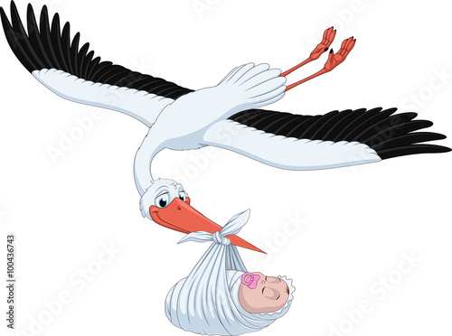 Stork and baby