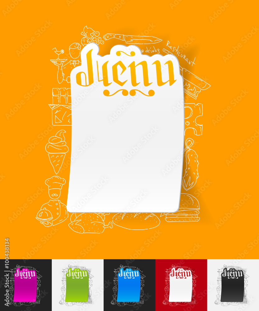 menu paper sticker with hand drawn elements