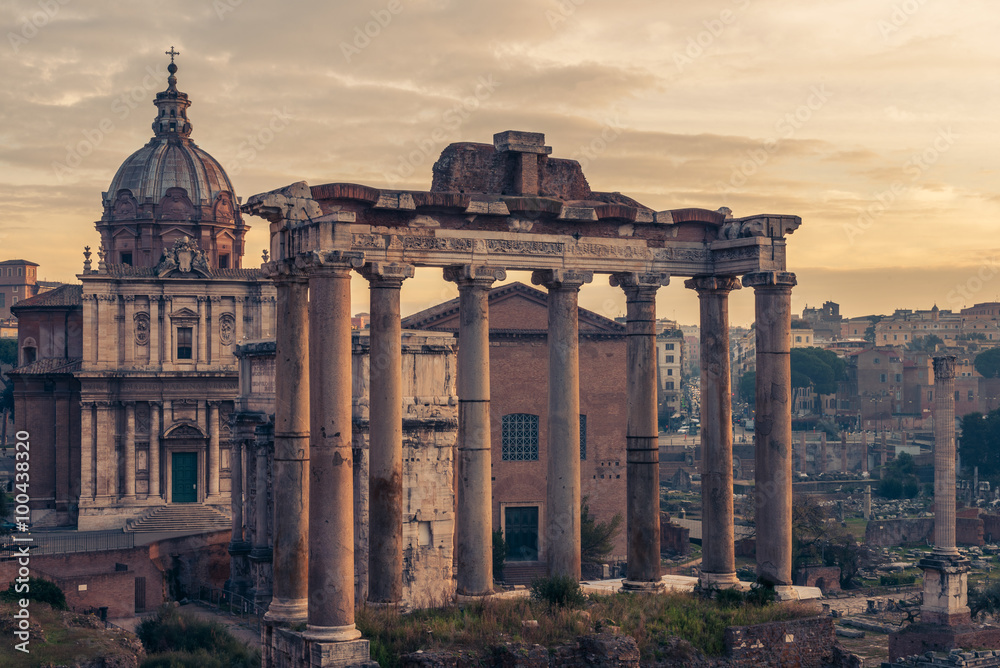 Obraz premium Rome, Italy: The Roman Forum, Santi Luca e Martina Church