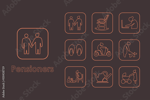 Set of pensioners simple icons