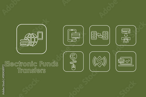 Set of electronic funds transfers simple icons