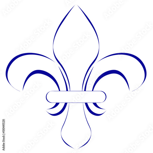 Fototapeta Naklejka Na Ścianę i Meble -  Fleur de lys applat bleu sur fond blanc