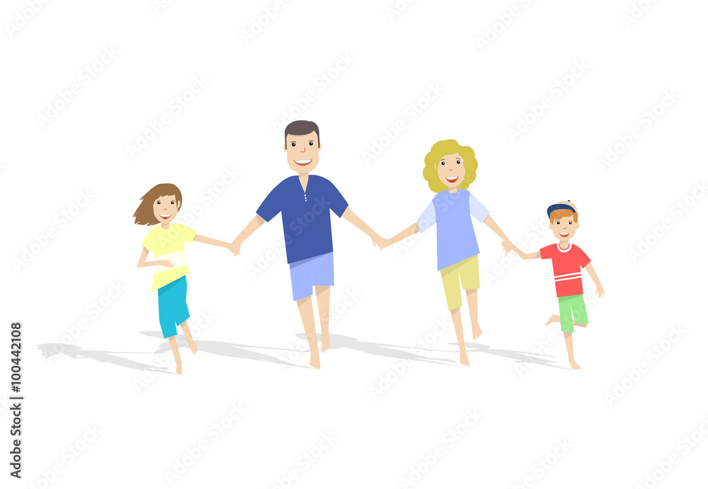 Obraz premium Running Family on white background. Vector illustration.