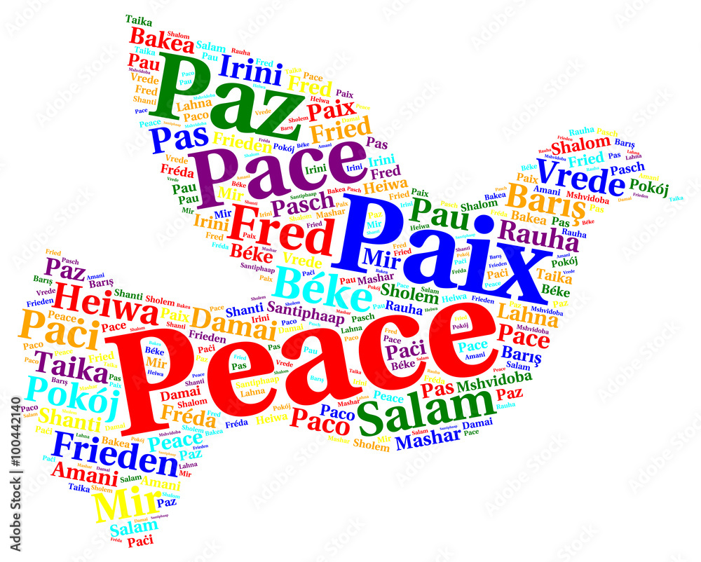 Peace word cloud in different languages