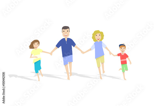 Running Family on white background. Vector illustration.