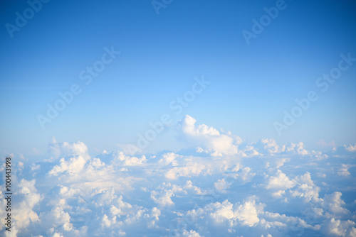 Sky and clouds, view from airplane's window