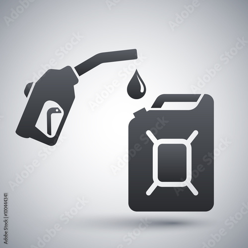 Gun for fuel pump and canister of fuel, vector icon