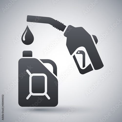 Gun for fuel pump and canister of fuel, stock vector