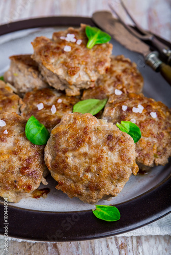 Fried pork meatballs on a plate