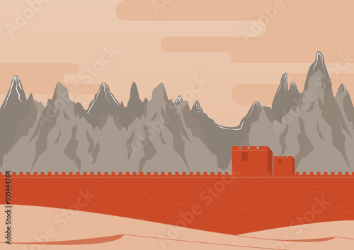 Great Wall of China Landscape. Background. Vector Illustration