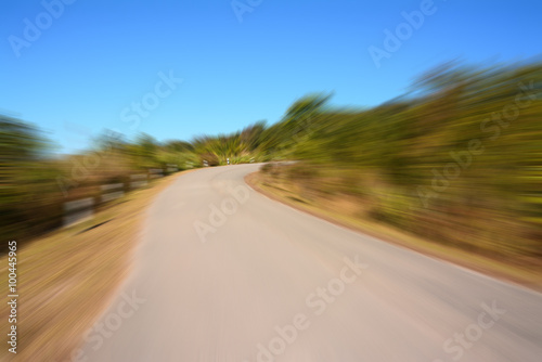 on the road with motion blur 
