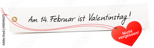 Karte mit Herz Etikett - Am 14. Februar ist Valentinstag!