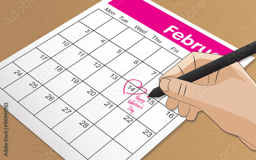Mark on the calendar at 14 feb