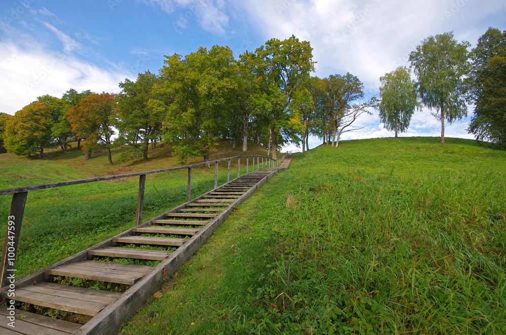 Picture of stairs to the hill in Dubingiai, near Vilnius in Lith Picture of stairs to the hill in Dubingiai, near Vilnius in Lith